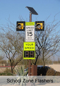 Solar School Zone Flashers with Radar - Solar Traffic Controls