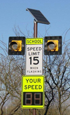 12in Solar School Zone Beacon with Radar Sign - Solar Traffic Controls