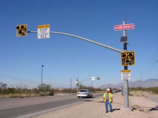 Solar Powered Hybrid Firestation Exit Signal - Solar Traffic Controls