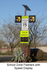 Solar Powered School Zone Flasher with Radar Feedback - Solar Traffic Controls